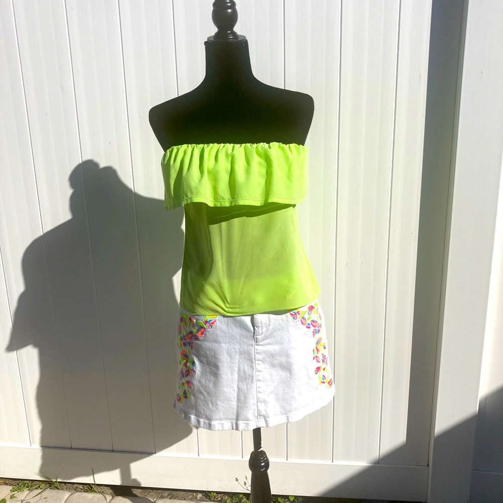 100% Silk Lilly P Ruffled Tube Top